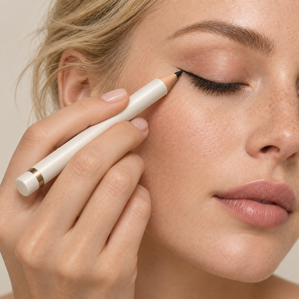 Aelheart Fine-Tip Black Wooden Eyeliner Pencil with Ivory Barrel