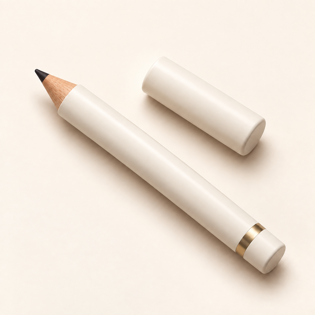 Aelheart Fine-Tip Black Wooden Eyeliner Pencil with Ivory Barrel